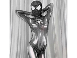 Traje De Cosplay Spider-man/venom Para Mujer Monos Unisex Halloween De Poliéster Y Espandex L Negro B