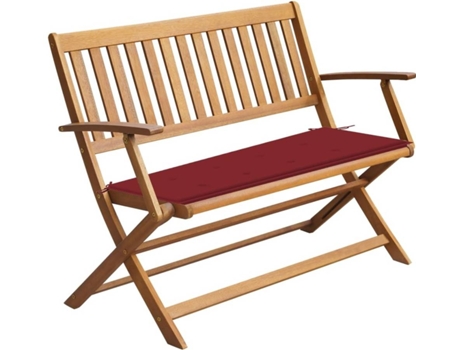 Banco de jardín VIDAXL Rojo Madera de acacia (120x60x89 cm)