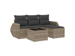 Conjunto 5 de sofás jardín y cojines VIDAXL ratán sintético gris claro