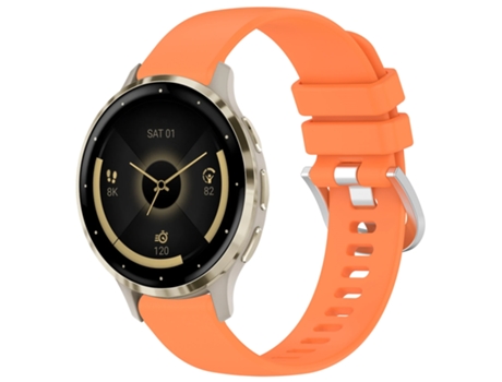 Correa Smartwatch para Garmin Venu 3S Silicona con Hebilla Plata Líquida Brillante (Naranja)