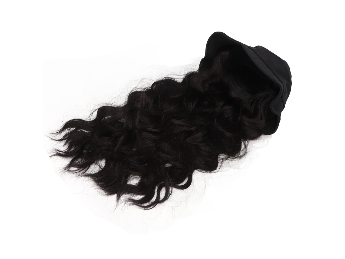 Pelo De Peluca Con Gorro Desmontable Rizado Ondulado Para Mujeres - Negro Marrón
