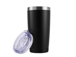 Taza de 590 ml (20 oz), vaso de acero inoxidable con aislamiento al vacío para bebidas frías y calientes con tapa Neveance (paquete de 2, negro)