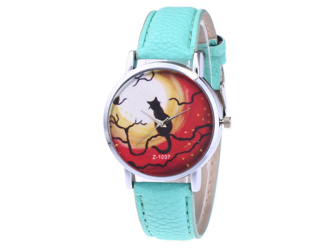Reloj De Pareja Zhoulianfa, Diseño De Halloween, Correa De Cuero Sintético, Cuarzo (menta)