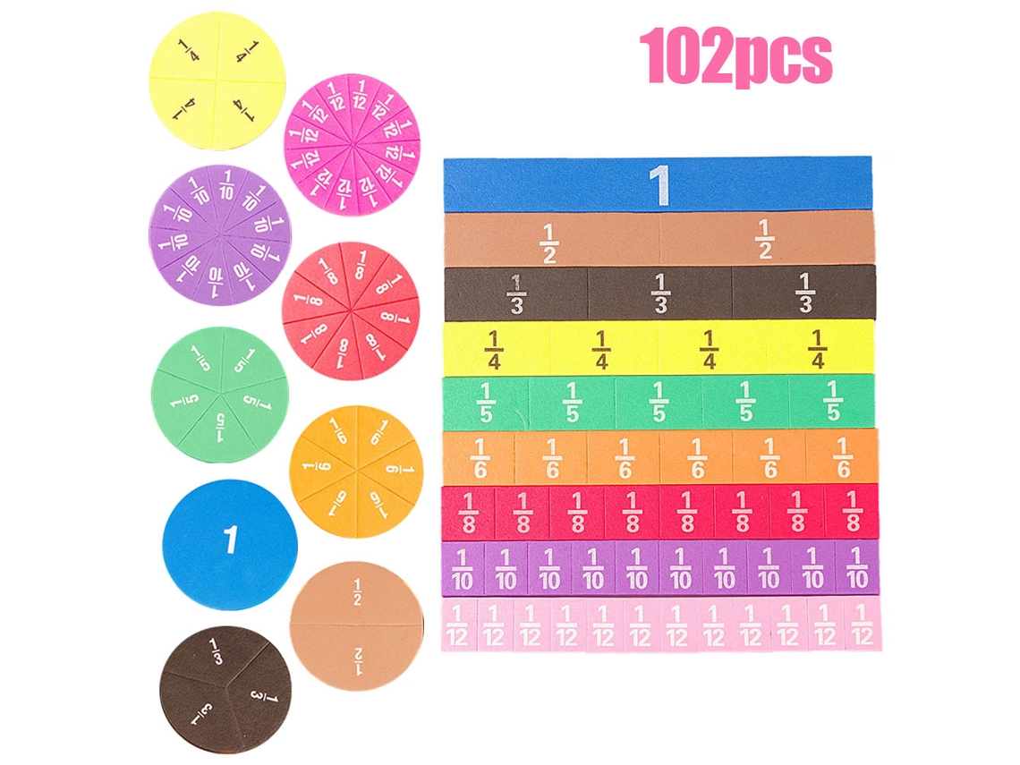 Ats-102 Piezas De Azulejos De Fracciones Magnéticos Circulares Manipulativos Matemáticos Para Primaria
