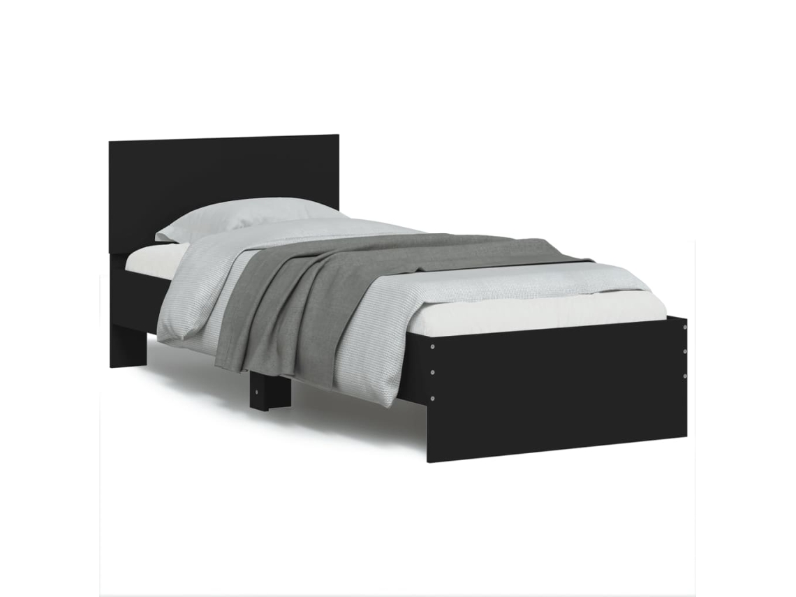 Estructura de cama con derivado del cabecero VIDAXL. madera negra (90x190 cm)