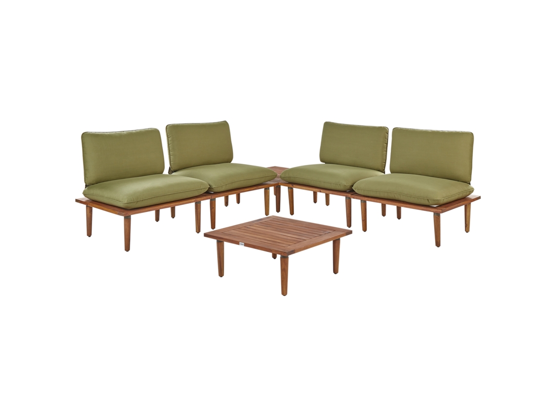 Conjunto de 4 Sillas de Jardín de Madera de Acacia BELIANI Frascati de Madera de Acacia con Certificado FSC Verde 80X70X75