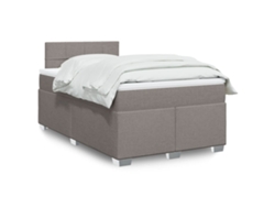 Cama Box Spring Con Colchón Tela Gris Taupe 120x200 Cm