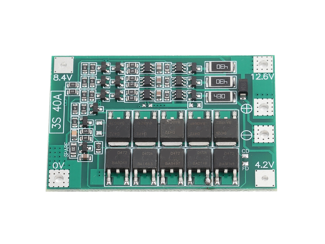 Placa De Protección Bms Pcb Para Batería De Litio 3s 12v 40a Con Carga Balanceada