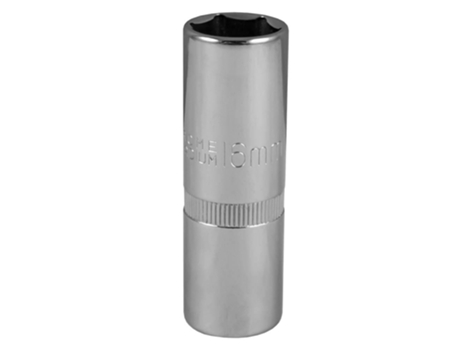 Llave de vaso para bujías de encendido cromada de 16mm