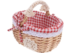 Cesta De Picnic Tejida En Material Sintético Con Asa De Transporte. Cesta De Fruta Para Uso En Exteriores Y En El Hogar