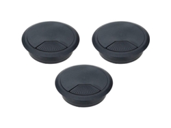 Organizador de cables con pasacables de 80 mm para la gestión de cables de oficina - Paquete de 3