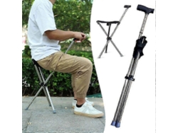 Silla plegable de bastón para personas mayores y discapacitadas, bastón ajustable con asiento - Soporte reforzado