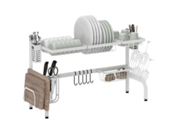 Escorredor Louça Aço 2 Níveis Tábua Corte Porta Talheres Branco 100x30x54,5