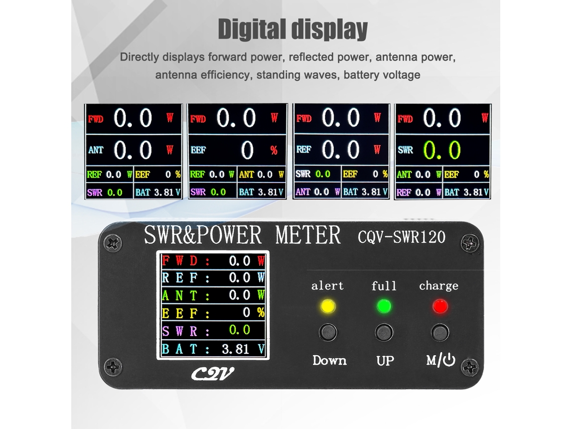 Medición De La Relación De Onda Estacionaria (roe) De 1,8 Mhz A 54 Mhz Con Pantalla Lcd Digital De 240x240, Medidor De Potencia De 0,5 A 120 W.