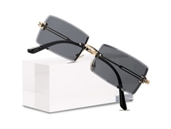 Gafas De Sol Retro Rectangulares Sin Montura Para Hombre Y Mujer Con Lentes Degradadas (montura Dorada, Lentes Negras Y Grises).