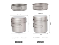 Juego De Utensilios De Cocina Ultraligeros De Titanio Para Camping (1100 Ml) Y Sartén (350 Ml) Con Asas Plegables.