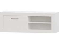 Mueble de TV MUEBLAM Niza (140x50x42 cm - Melamina - Blanco y Plateado)