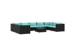 Maison Exclusive - Set De Muebles De Jardín 10 Pzas Cojines Ratán Sintético Negro
