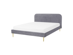 Cama con somier BELIANI Flayat de Terciopelo Gris 153x215x109