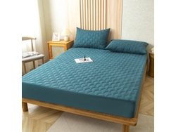 Protector De Colchón Impermeable Czhhmart (sábana Bajera Ajustable) 200 Cm X 220 Cm (con Dos Fundas De Almohada) Verde Oscuro