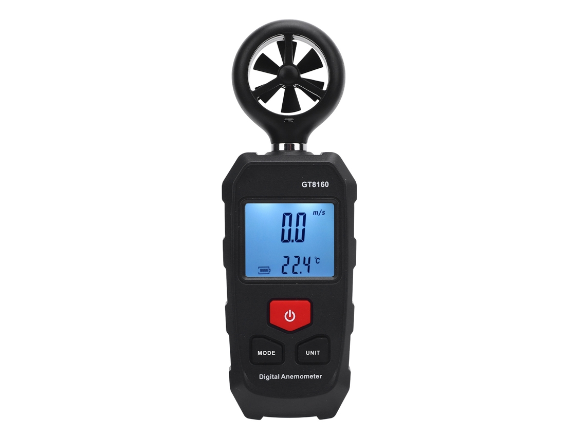 Anemómetro Digital Con 6 Unidades, Pantalla Lcd Retroiluminada, Para El Control De La Temperatura Exterior Y La Sensación Térmica.