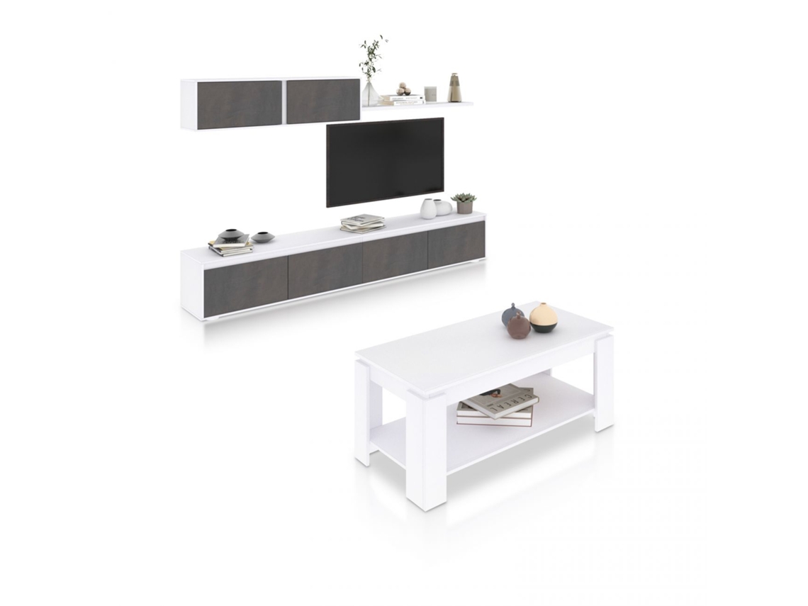 Pack salón con mesa de centro Arlet Plus Blanco Artik (Blanco Mate) - Óxido 200 x 43 x 41 cm