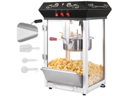 Máquina de palomitas de maíz negra de 8 oz y 850 W con luz LED y marco de vidrio Tekmaquinas
