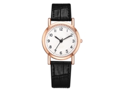 Reloj De Pulsera Analógico Sencillo De Cuarzo Con Correa De Cuero Sintético Negro.