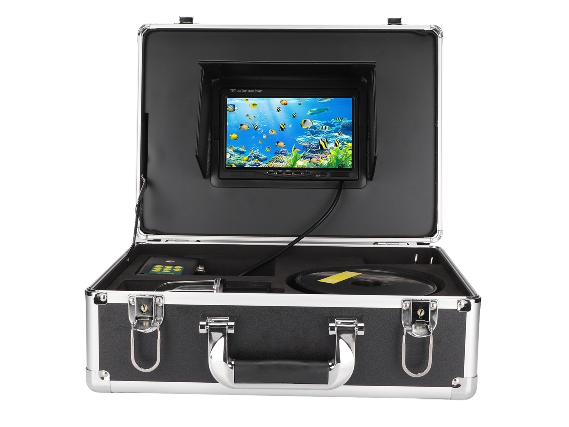 Cámara de pesca subacuática de 7 pulgadas, IP68, 36°, con 2 LED HD, portátil, UE