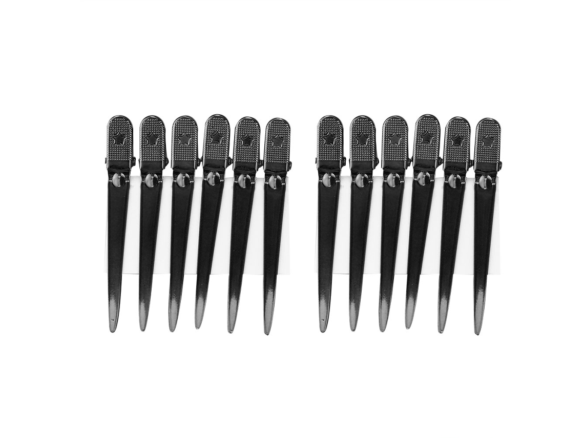 12pcs Caja Pinzas De Peinado Para Salón Clips De Separación Pelo Negro Estilismo Profesional