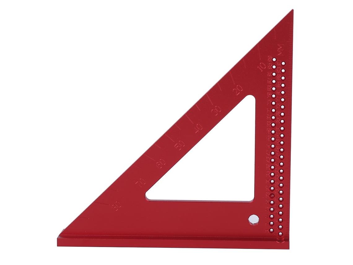 Regla triangular de aluminio de 45/90 grados para marcar en carpintería y grabar agujeros.