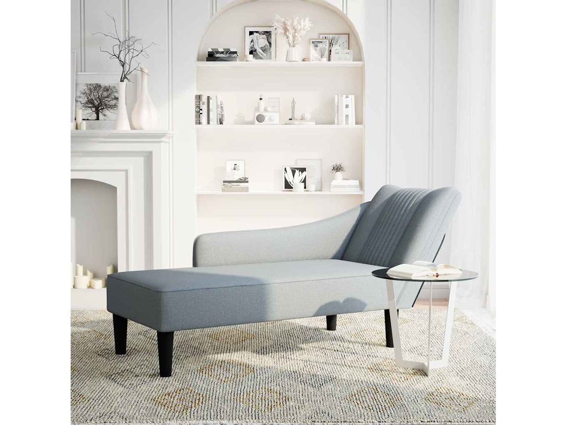 Chaise longue con reposabrazos derecho en tela gris claro Wsd614604 Lovely Home