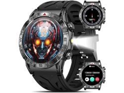 Smartwatch para Hombres Smartwatch Militar Robusto 1.43 AMOLED con Linterna LED Llamada Bluetooth Responder/Hacer Llamadas Reloj de Fitness Yizhood