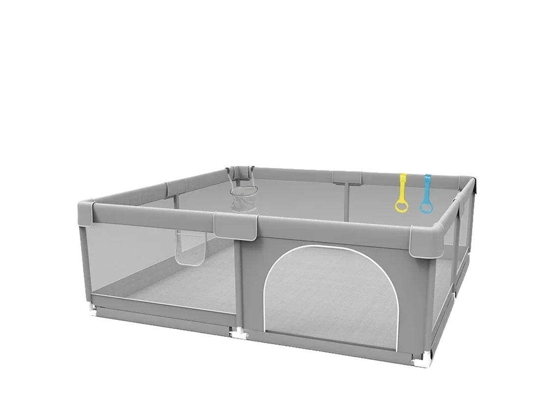 Cuna portátil, diseño seguro, construcción de metal resistente, gris claro, 1,2 x 1,6 m, OEM