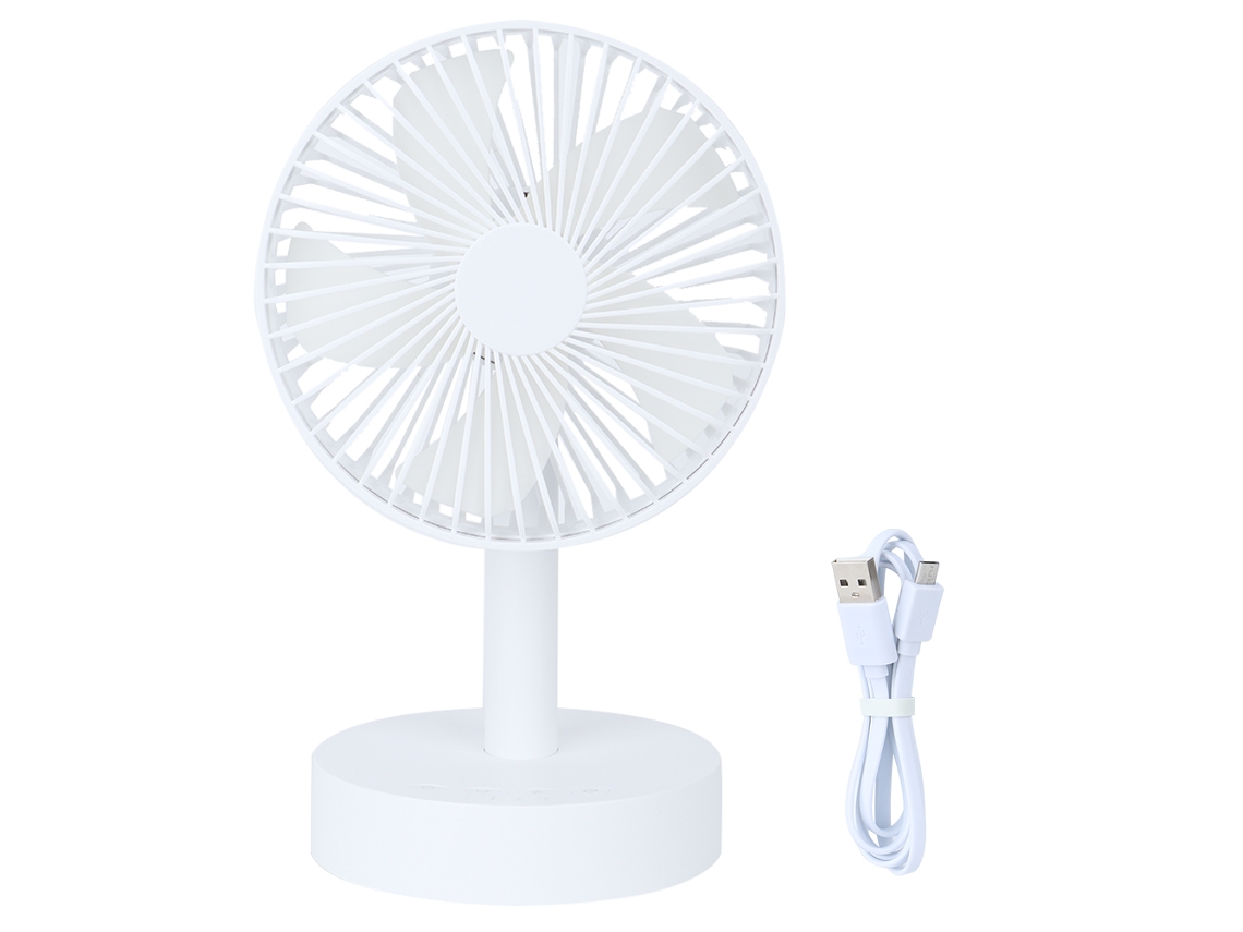 Mini ventilador de escritorio giratorio USB, 3 velocidades, blanco