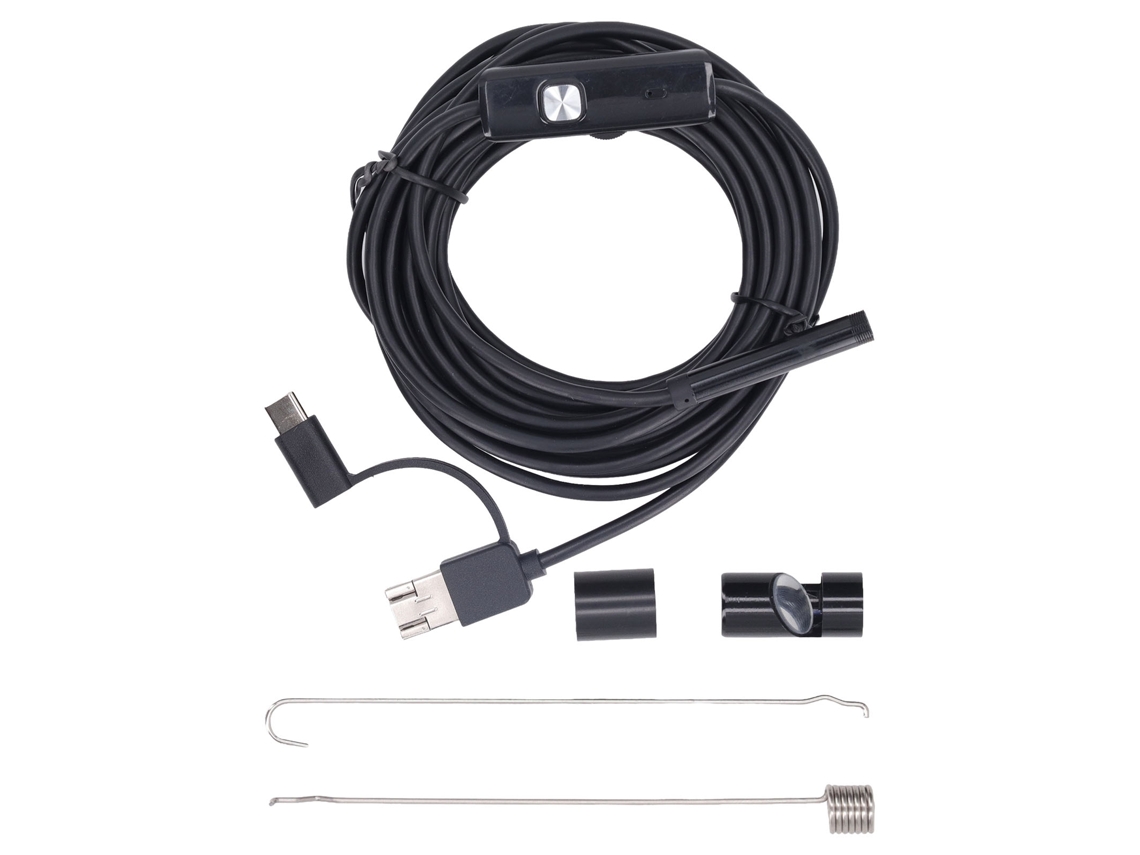 Endoscopio 3 en 1 para Android de 7 mm, USB tipo CE Micro USB, impermeable, inspección de tuberías y automóviles, boroscopio con 6 LED y cable de 5 m