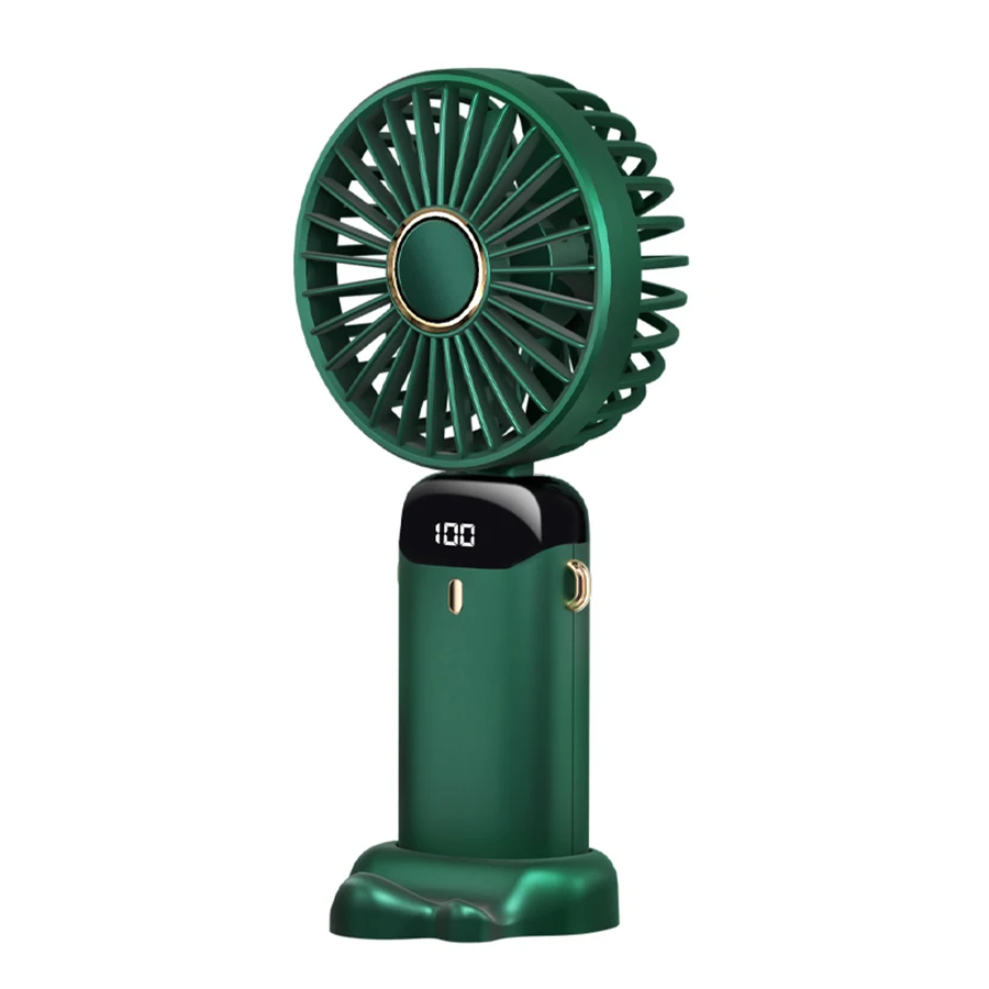 Ventilador De Mano (verde Claro) Con Pantalla Led, Batería Recargable De 1200 Mah, 5 Velocidades De Viento Y Diseño Para El Cuello.
