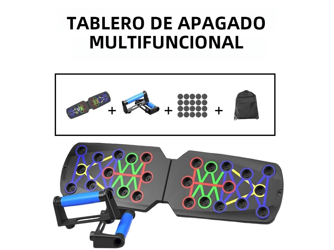 Tabla de flexiones portátil multifuncional con barra de resistencia plegable Mdug (b2)