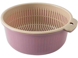 Cesta de drenaje de plástico de doble capa Tizzy, color sólido, multifuncional, para lavar frutas y verduras.