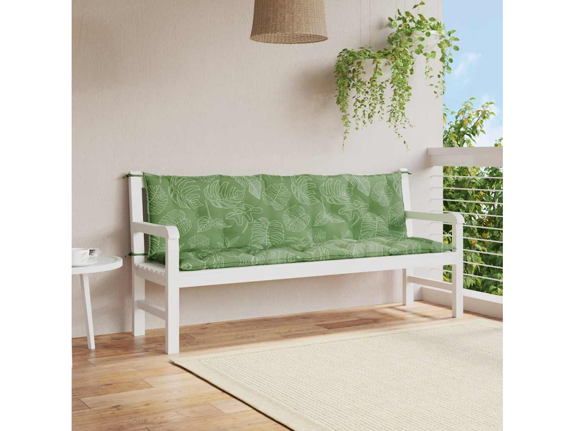 Cojines De Banco De Jardín 2 Uds Tela Oxford Estampado De Hojas