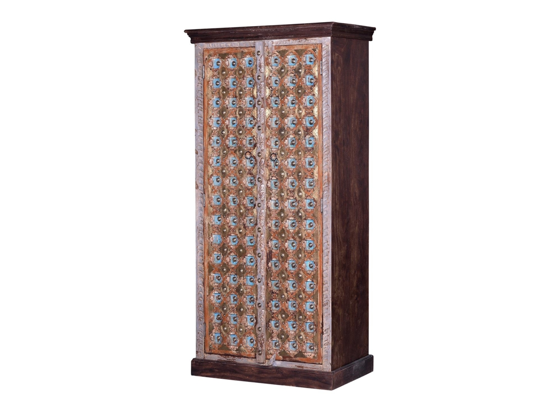 Armario Cinza Envelhecido GINER Y COLOMER Madera de Nogal Madera de Mango Gris (180x90X40)