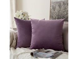 2026-2 Fundas De Almohada Cuadradas De Terciopelo Suave 45x45 Cm Sin Relleno Color Morado Uva