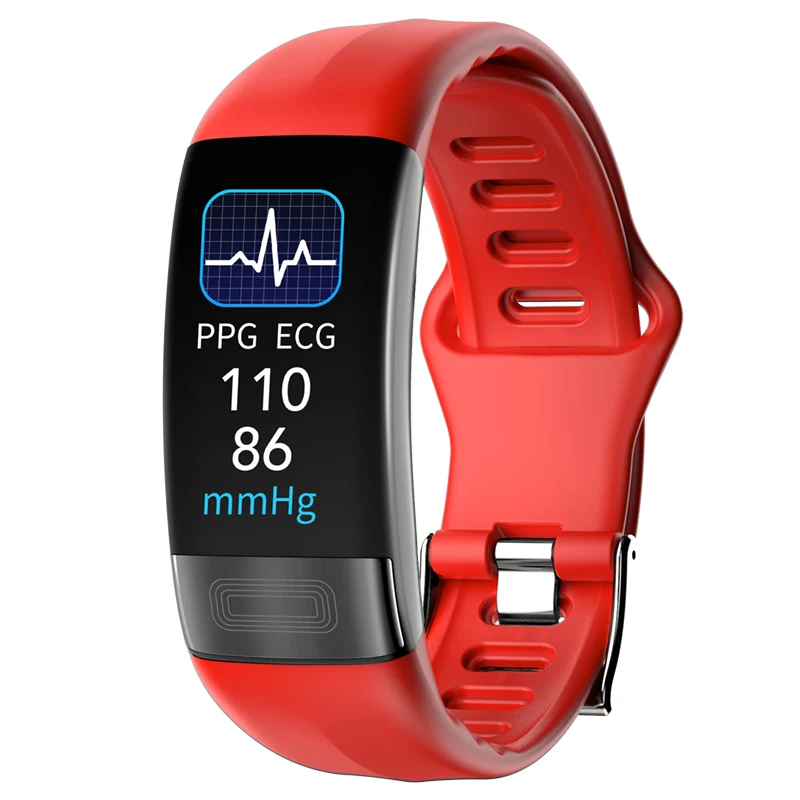 (vermelho) Pulseira Inteligente Masculina Para Fitness Com Medição De Ecg, Ppg E Saturação De Oxigênio No Sangue