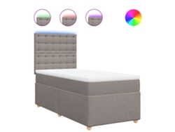 Maison Exclusive - Cama Box Spring Con Colchón Tela Gris Taupe 90x200 Cm