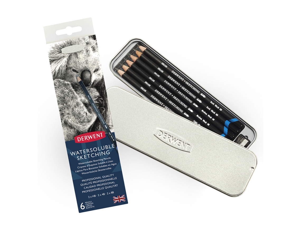 Caixa Metal Lápices Watersoluble 6 Cores Derwent
