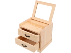 Elegante Joyero Rústico Madera Maciza Espejo 2 Cajones Organizador Niveles Mujer Ideal Dormitorio Tocador