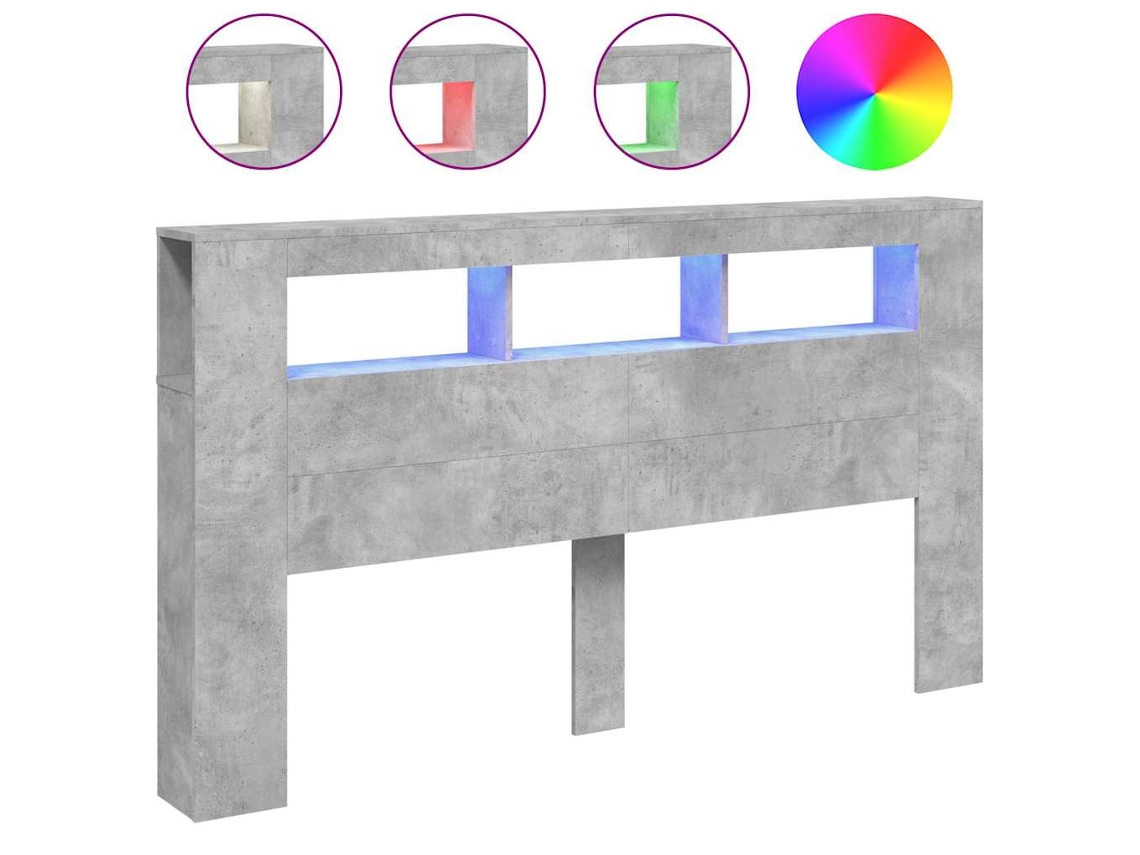 Maison Exclusive - Cabecero Led Madera Ingeniería Gris Hormigón 180x18,5x103,5 Cm