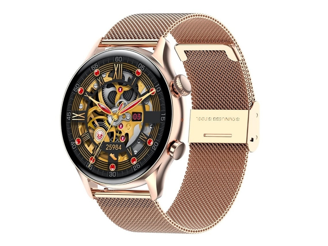 Reloj inteligente con monitor de actividad física y pantalla AMOLED de 1,36", Bluetooth, llamadas, oro rosa, Bestvite