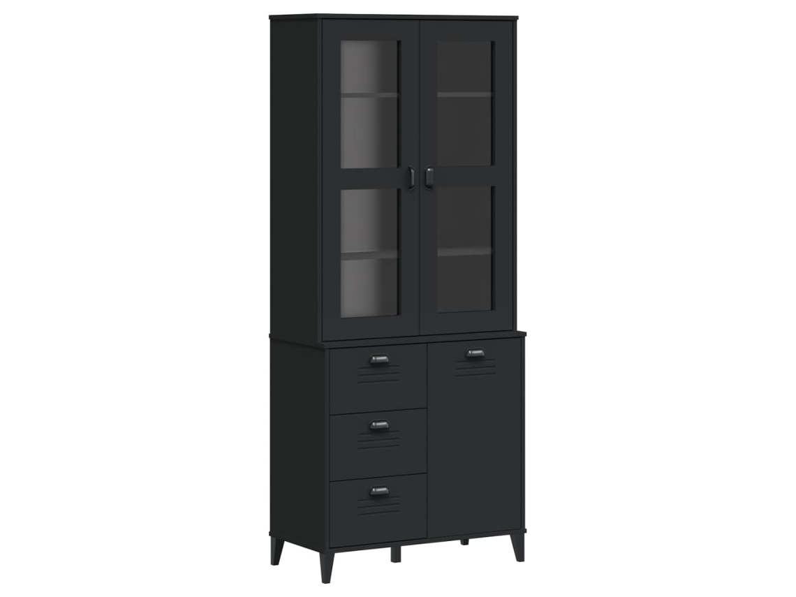 Maison Exclusive - Aparador Alto Viken Madera Maciza De Pino Negro 80x40x190 Cm