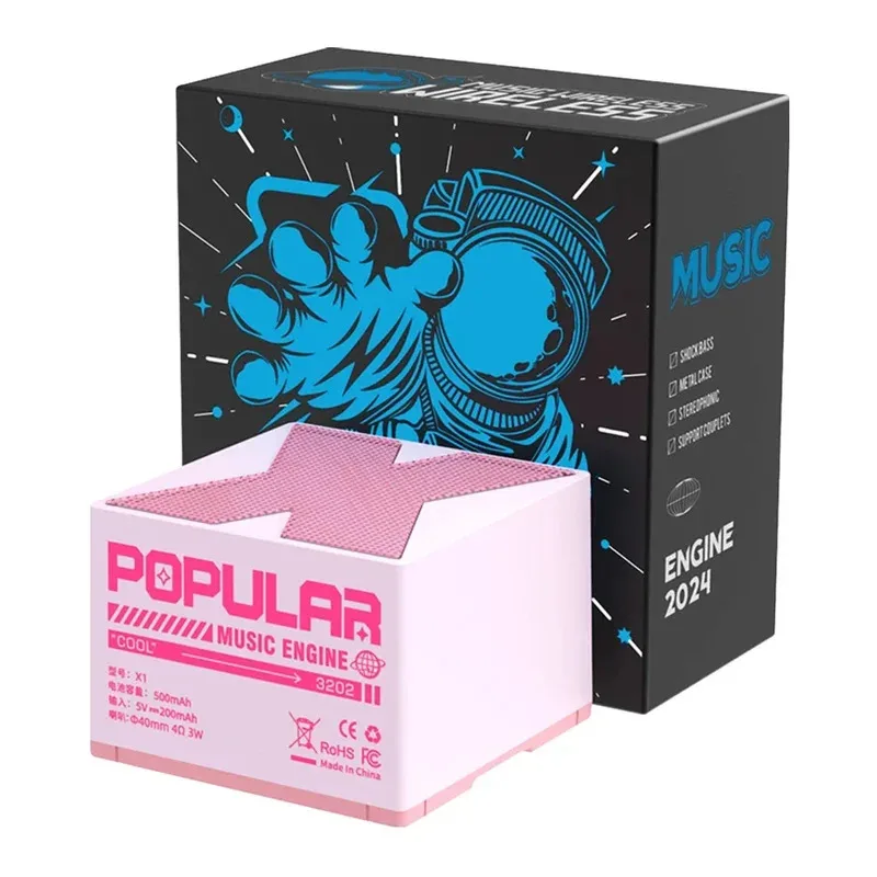 (rosa) Mini Reproductor De Audio Hifi Portátil Inalámbrico Bluetooth 5.0 De Rango Completo, Recargable Por Usb